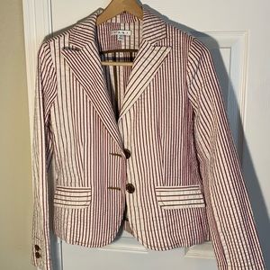 CAbi Captains Jacket cream with red striped blazer size 4